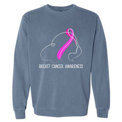 Breast Cancer Awareness Ribbon Girl Outline Garment-Dyed Sweatshirt