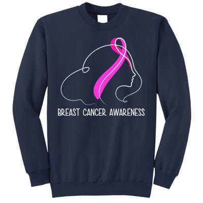 Breast Cancer Awareness Ribbon Girl Outline Sweatshirt