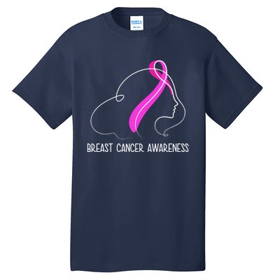 Breast Cancer Awareness Ribbon Girl Outline Tall T-Shirt