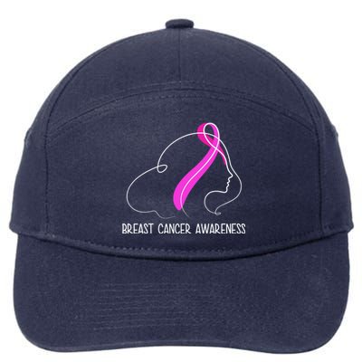 Breast Cancer Awareness Ribbon Girl Outline 7-Panel Snapback Hat