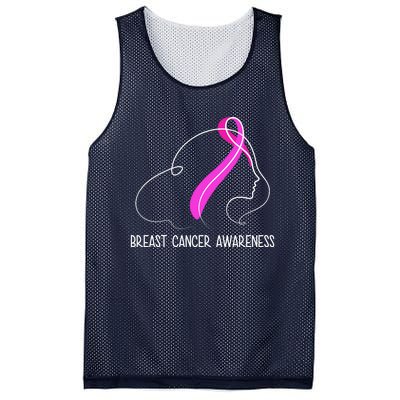 Breast Cancer Awareness Ribbon Girl Outline Mesh Reversible Basketball Jersey Tank