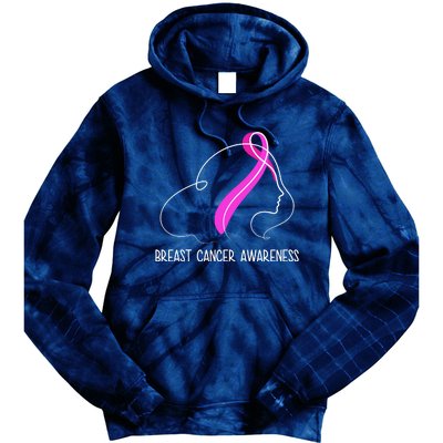 Breast Cancer Awareness Ribbon Girl Outline Tie Dye Hoodie