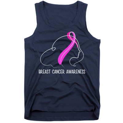 Breast Cancer Awareness Ribbon Girl Outline Tank Top