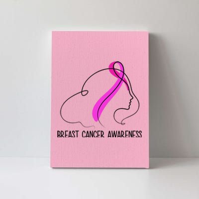 Breast Cancer Awareness Ribbon Girl Outline Canvas