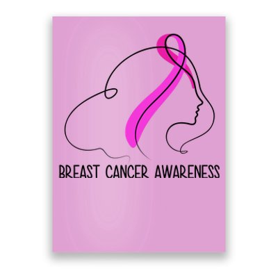 Breast Cancer Awareness Ribbon Girl Outline Poster