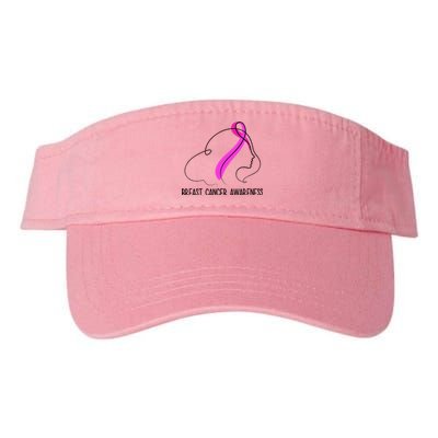 Breast Cancer Awareness Ribbon Girl Outline Valucap Bio-Washed Visor