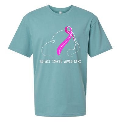 Breast Cancer Awareness Ribbon Girl Outline Sueded Cloud Jersey T-Shirt