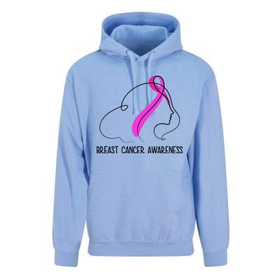 Breast Cancer Awareness Ribbon Girl Outline Unisex Surf Hoodie