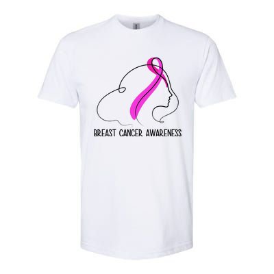 Breast Cancer Awareness Ribbon Girl Outline Softstyle CVC T-Shirt