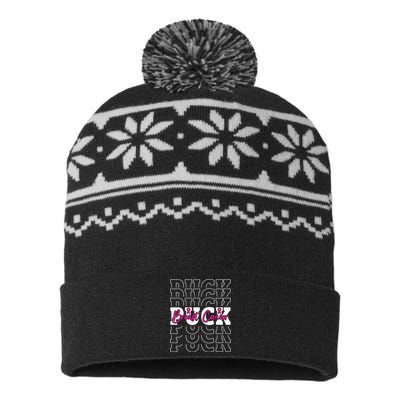 Breast Cancer Awareness Hockey PUCK BREAST CANCER USA-Made Snowflake Beanie