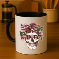 Breast Cancer Awareness Floral Flower Skull Mug