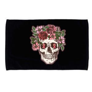 Breast Cancer Awareness Floral Flower Skull Microfiber Hand Towel