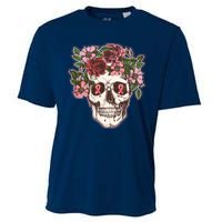 Breast Cancer Awareness Floral Flower Skull Cooling Performance Crew T-Shirt