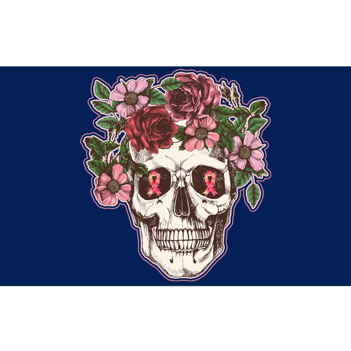 Breast Cancer Awareness Floral Flower Skull Bumper Sticker