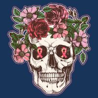 Breast Cancer Awareness Floral Flower Skull Drawstring Bag