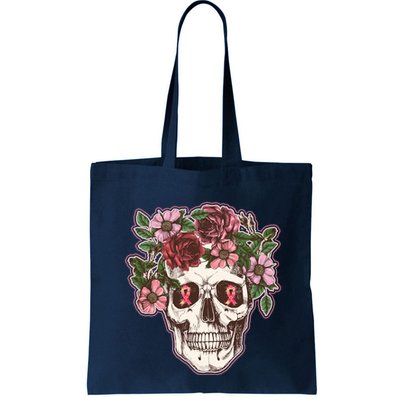 Breast Cancer Awareness Floral Flower Skull Bag