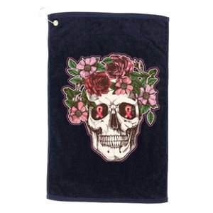 Breast Cancer Awareness Floral Flower Skull Platinum Collection Golf Towel