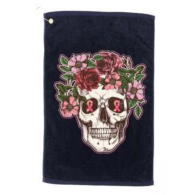 Breast Cancer Awareness Floral Flower Skull Golf Towel
