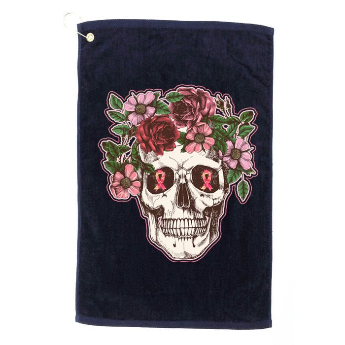 Breast Cancer Awareness Floral Flower Skull Platinum Collection Golf Towel