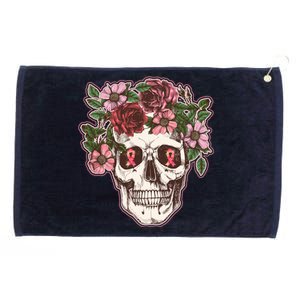 Breast Cancer Awareness Floral Flower Skull Grommeted Golf Towel