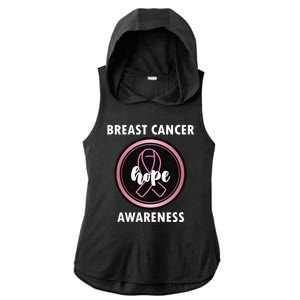 Breast Cancer Awareness Hope Ribbon Ladies PosiCharge Tri-Blend Wicking Draft Hoodie Tank