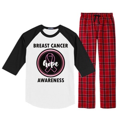 Breast Cancer Awareness Hope Ribbon Raglan Sleeve Pajama Set