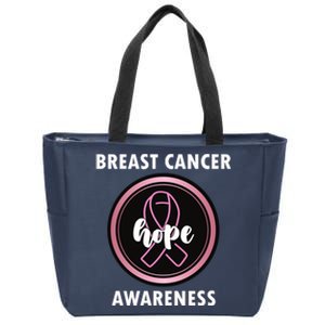 Breast Cancer Awareness Hope Ribbon Zip Tote Bag