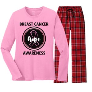 Breast Cancer Awareness Hope Ribbon Women's Long Sleeve Flannel Pajama Set 