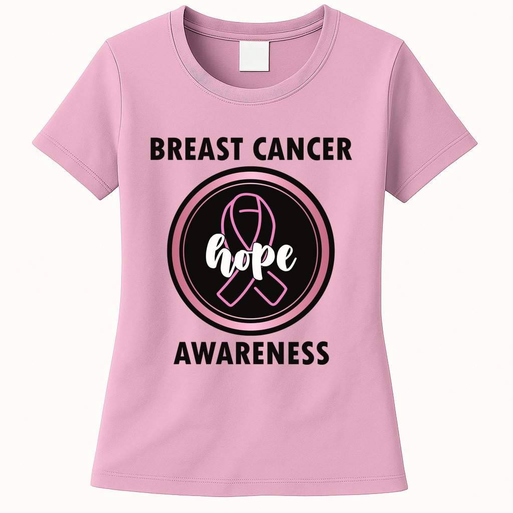 Breast Cancer Awareness Hope Ribbon Womens T-Shirt