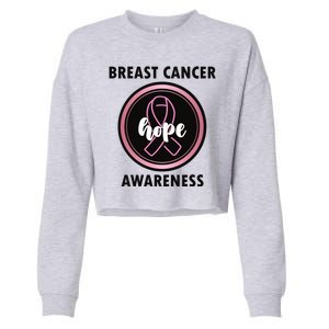 Breast Cancer Awareness Hope Ribbon Cropped Pullover Crew