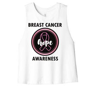 Breast Cancer Awareness Hope Ribbon Women's Racerback Cropped Tank