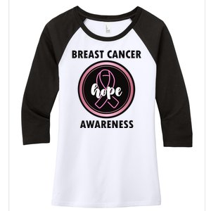 Breast Cancer Awareness Hope Ribbon Women's Tri-Blend 3/4-Sleeve Raglan Shirt