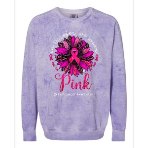 Breast Cancer Awareness Sunflower In October We Wear Pin.K Ribbon Gift Colorblast Crewneck Sweatshirt