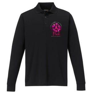 Breast Cancer Awareness Sunflower In October We Wear Pin.K Ribbon Gift Performance Long Sleeve Polo