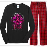 Breast Cancer Awareness Sunflower In October We Wear Pin.K Ribbon Gift Long Sleeve Pajama Set