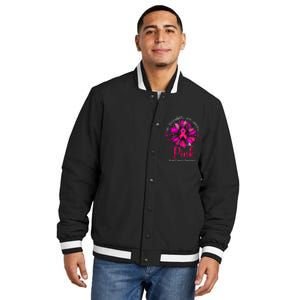 Breast Cancer Awareness Sunflower In October We Wear Pin.K Ribbon Gift Insulated Varsity Jacket