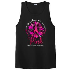 Breast Cancer Awareness Sunflower In October We Wear Pin.K Ribbon Gift PosiCharge Competitor Tank