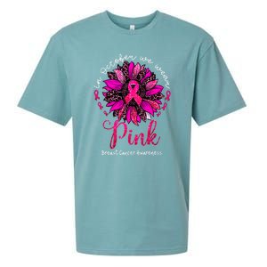 Breast Cancer Awareness Sunflower In October We Wear Pin.K Ribbon Gift Sueded Cloud Jersey T-Shirt