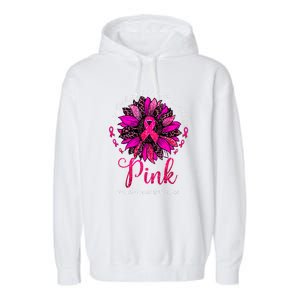 Breast Cancer Awareness Sunflower In October We Wear Pin.K Ribbon Gift Garment-Dyed Fleece Hoodie