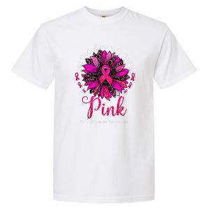 Breast Cancer Awareness Sunflower In October We Wear Pin.K Ribbon Gift Garment-Dyed Heavyweight T-Shirt