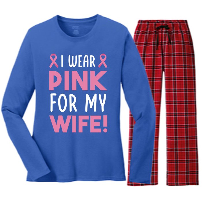 Breast Cancer Awarness Wife Breast Cancer Survivor Gift Women's Long Sleeve Flannel Pajama Set 