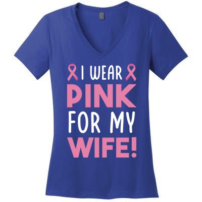 Breast Cancer Awarness Wife Breast Cancer Survivor Gift Women's V-Neck T-Shirt