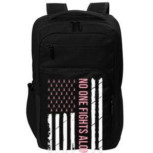 Breast Cancer Awareness Pink Ribbon USA American Flag Impact Tech Backpack