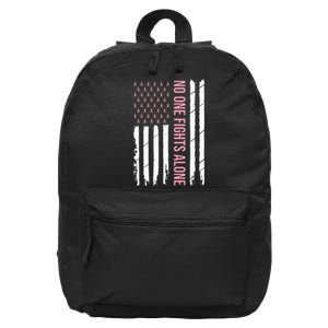 Breast Cancer Awareness Pink Ribbon USA American Flag 16 in Basic Backpack