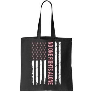 Breast Cancer Awareness Pink Ribbon USA American Flag Tote Bag