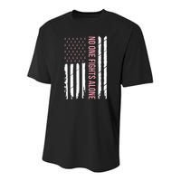 Breast Cancer Awareness Pink Ribbon USA American Flag Youth Performance Sprint T-Shirt