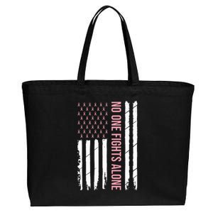 Breast Cancer Awareness Pink Ribbon USA American Flag Cotton Canvas Jumbo Tote