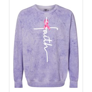 Breast Cancer Awareness Faith Cross Pink Ribbon Colorblast Crewneck Sweatshirt