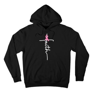 Breast Cancer Awareness Faith Cross Pink Ribbon Hoodie