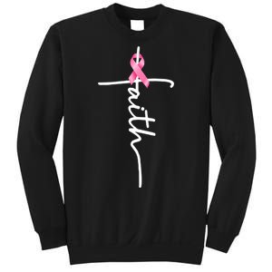 Breast Cancer Awareness Faith Cross Pink Ribbon Sweatshirt